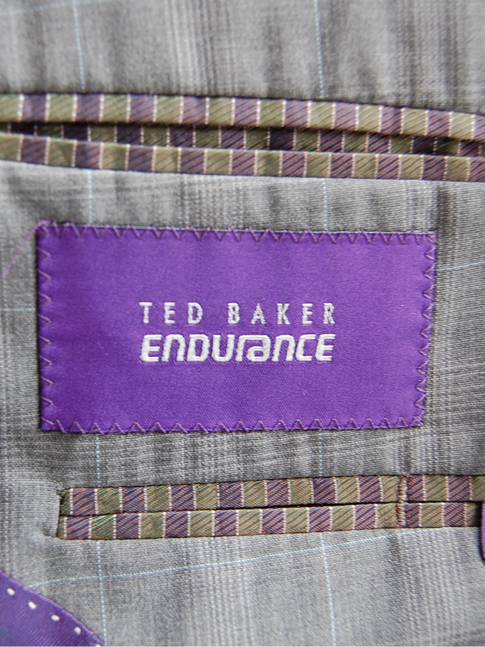 Ted Baker Endurance Gray Plaid Suit with Purple Lining size US 44